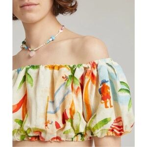FARM Rio Women's Colorful Off-Shoulder Blouse tropical print size Small
